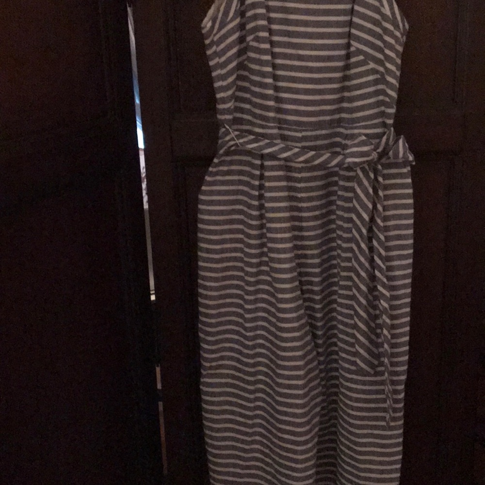1901 Culotte length jumpsuit chambray & white